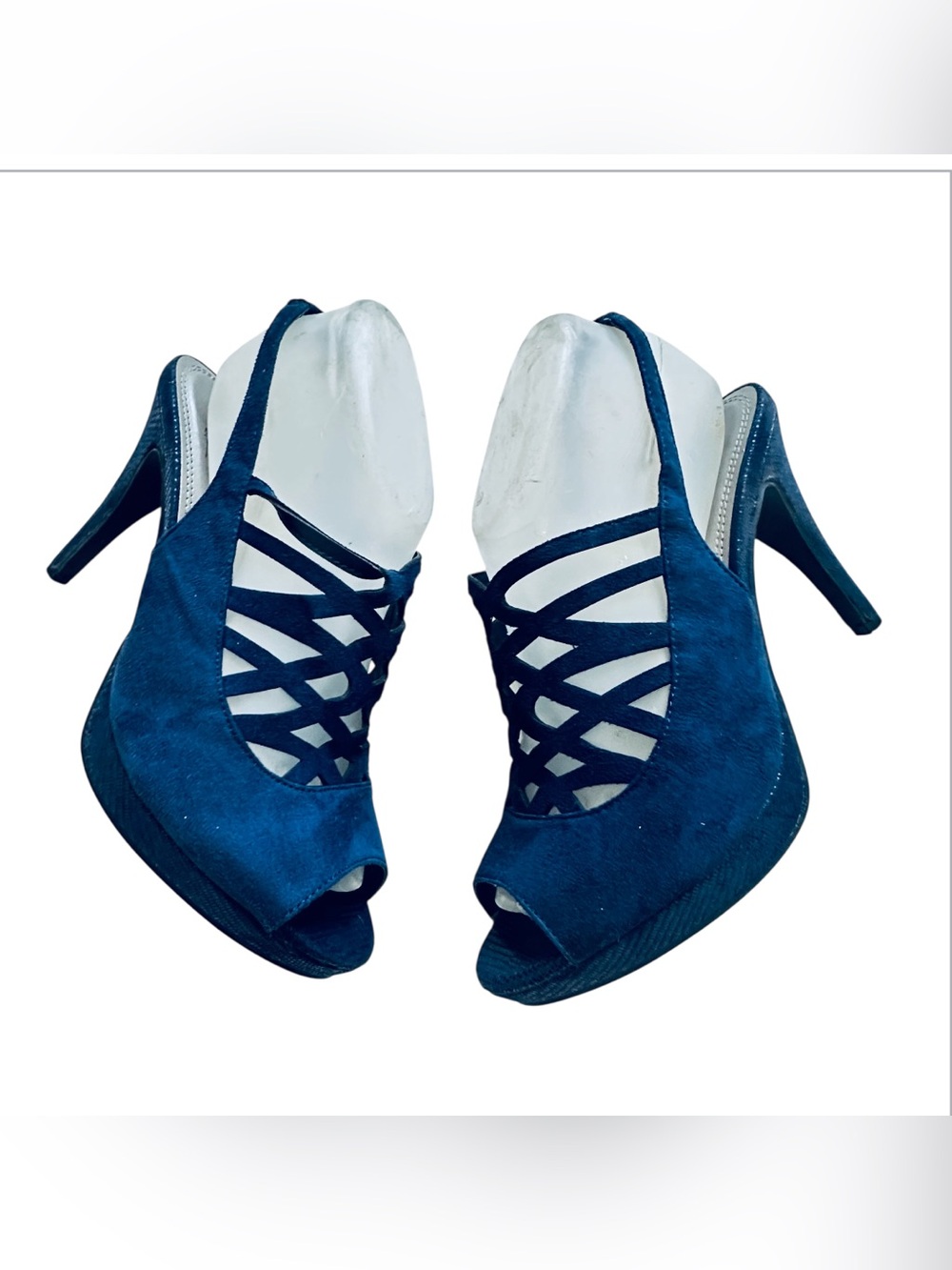 Impo Olga Blue Slingback Sandals Cut
Out Open Toe Heels Women's Size 9M